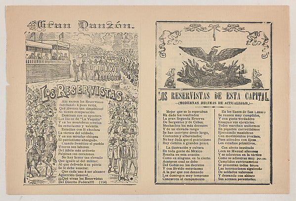 José Guadalupe Posada:Broadsheet with a song about a militar-16x12"(A3) Poster
