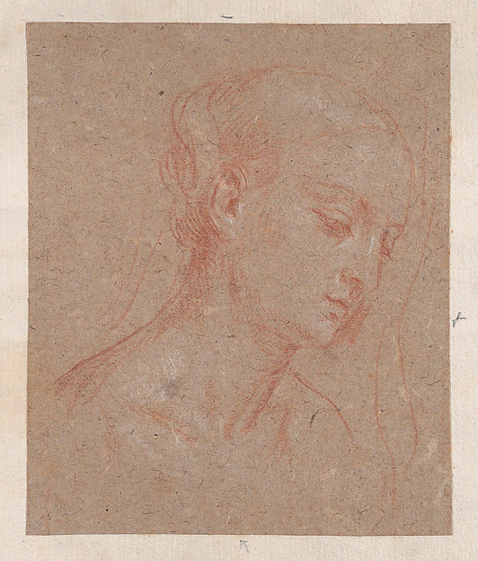 Anonymous, Italian, 18th century:Head of a Woman 1700-1750-16x12"(A3) Poster