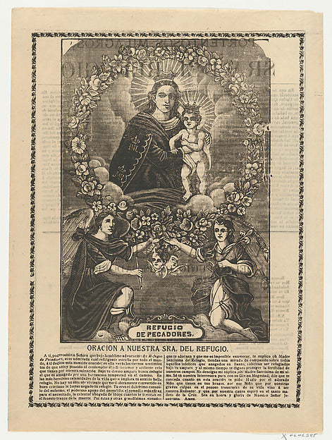 Anonymous:Broadsheet relating to Our Lady of Refuge with pra-16x12"(A3) Poster