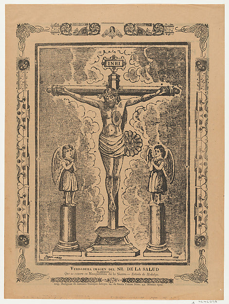 Anonymous:Broadsheet with Christ in the cross flanked by two-16x12"(A3) Poster