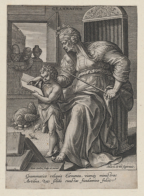 Johann Sadeler I , After Maerten de Vos:Grammatica from The -16x12"(A3) Poster