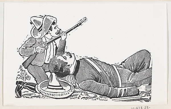 José Guadalupe Posada:A revolutionary holding a rifle and kn-16x12"(A3) Poster