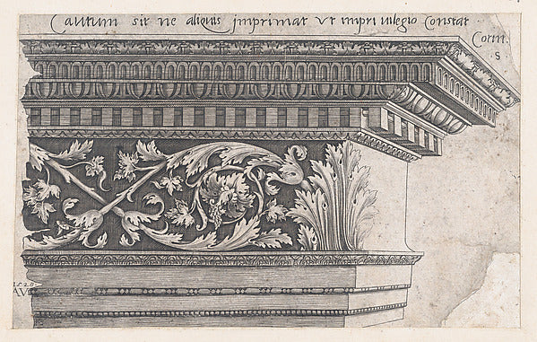 Speculum Romanae Magnificentiae - Corinthian Entablature 1528-A, Poster Print Wall Art