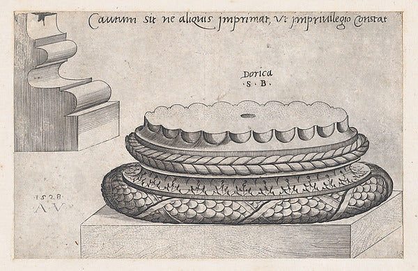 Speculum Romanae Magnificentiae - Doric Base 1528-Agostino Vene, Poster Print Wall Art