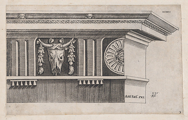 Speculum Romanae Magnificentiae - Doric Entablature 1536-Agosti, Poster Print Wall Art