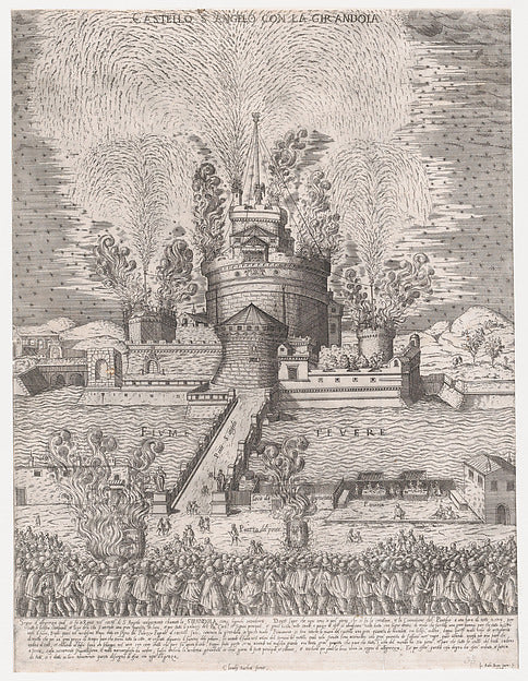 Speculum Romanae Magnificentiae - The Girandola at the Castel S, Poster Print Wall Art