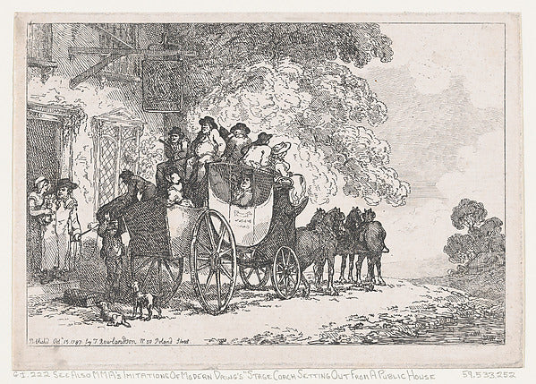 Thomas Rowlandson:A Laden Stage Coach Outside a Post House O-16x12"(A3) Poster