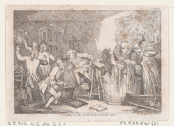 Thomas Rowlandson:Parson Adams Betrayed into an Unhappy Dunk-16x12"(A3) Poster