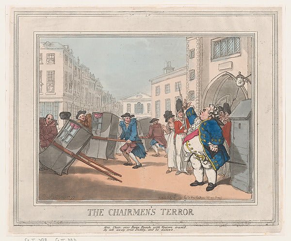 Thomas Rowlandson:The Chairmen's Terror July 18, 1792-16x12"(A3) Poster