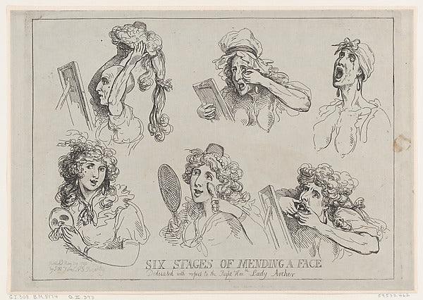 Thomas Rowlandson:Six Stages of Mending a Face Dedicated wit-16x12"(A3) Poster