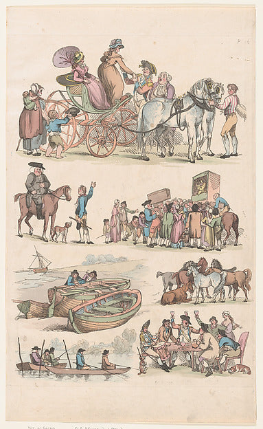 Thomas Rowlandson:Outlines of Figures a Carriage Boats and H-16x12"(A3) Poster
