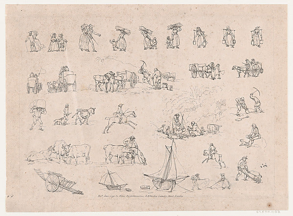 Thomas Rowlandson:Outlines of Figures Animals Carriages and -16x12"(A3) Poster
