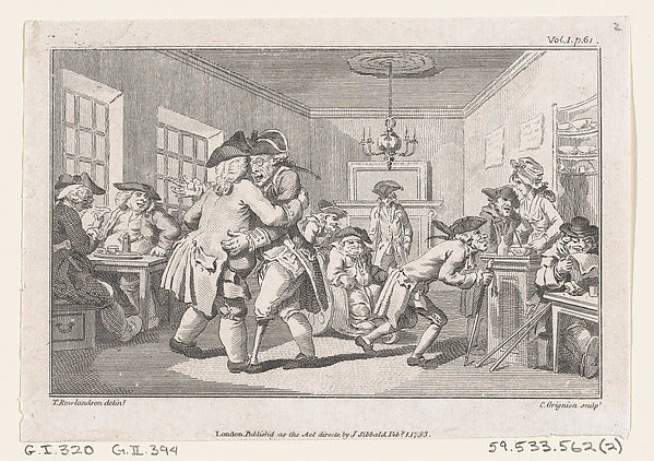 Charles Grignion, I , After Thomas Rowlandson:Men Dancing in-16x12"(A3) Poster
