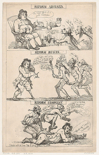 Thomas Rowlandson:Reform Advised Reform Begun Reform Complet-16x12"(A3) Poster