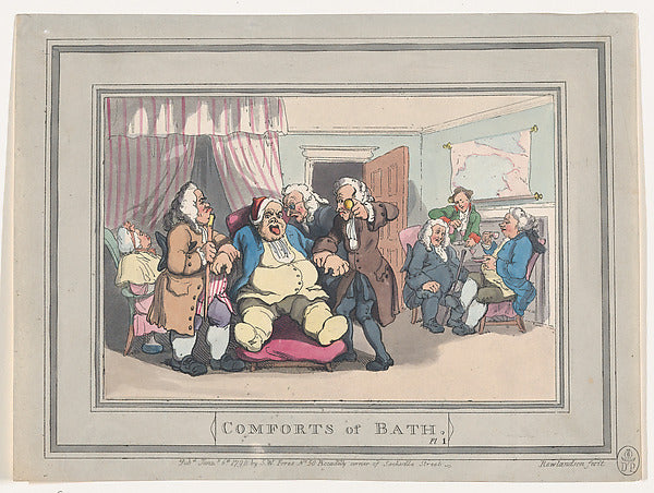 Thomas Rowlandson:Comforts of Bath Plate 1 January 6, 1798-16x12"(A3) Poster