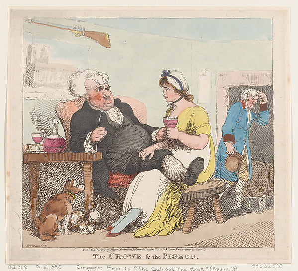 Thomas Rowlandson:The Crowe & The Pigeon October 1, 1799-16x12"(A3) Poster