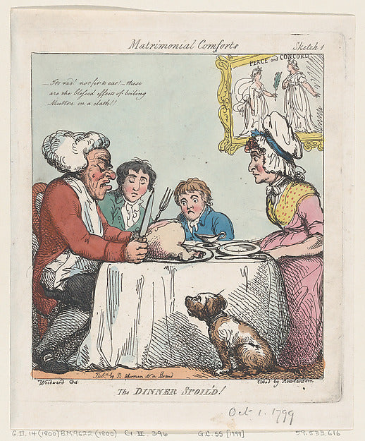 Thomas Rowlandson , After George Moutard Woodward:The Dinner-16x12"(A3) Poster