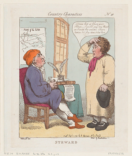 Thomas Rowlandson , After George Moutard Woodward:Steward Se-16x12"(A3) Poster