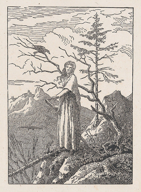 Woman with a Raven probably 1803-Cut by Christian Friedrich,, Poster Print Wall Art