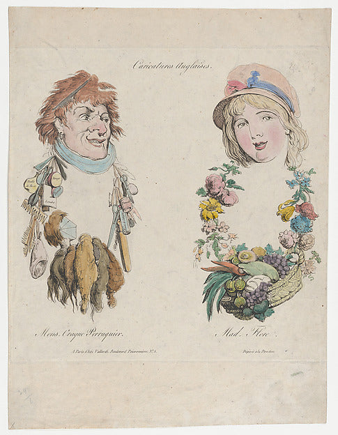 Caricatures Anglaises: Monsieur Craque Perruquier et Mademoise, Poster Print