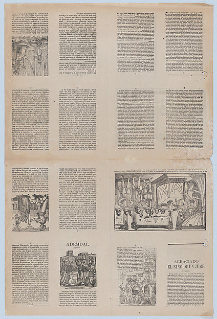 José Guadalupe Posada:An uncut sheet printed on both sides w-16x12"(A3) Poster