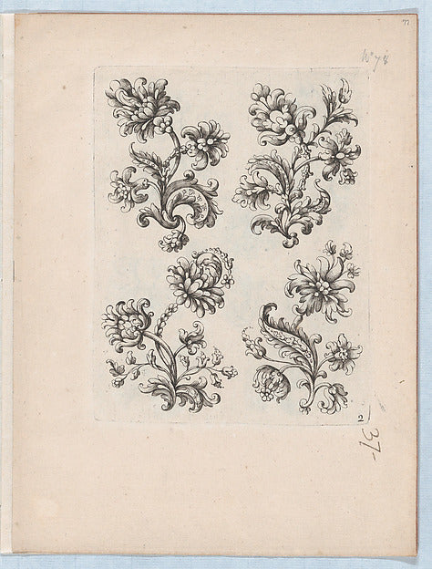 Paul Androuet Ducerceau - Series of Small Flower Motifs Plate , Poster Print Wall Art