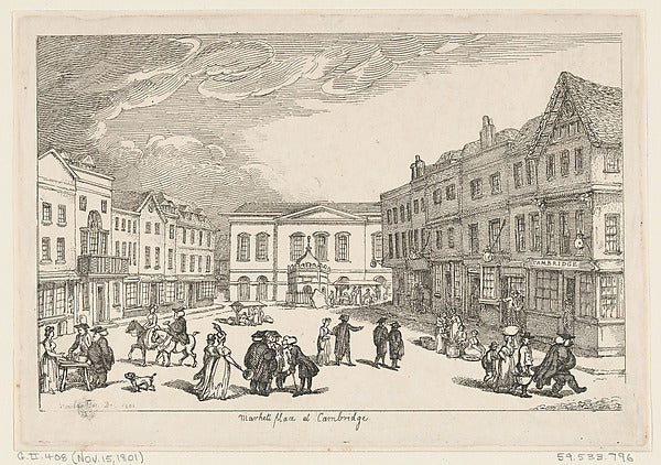 Thomas Rowlandson:Market Place at Cambridge November 15, 180-16x12"(A3) Poster