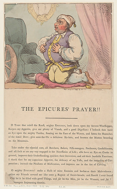 After George Moutard Woodward:The Epicure's Prayer!! July 30-16x12"(A3) Poster