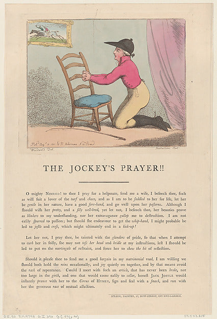 After George Moutard Woodward:The Jockey's Prayer!! August 1-16x12"(A3) Poster