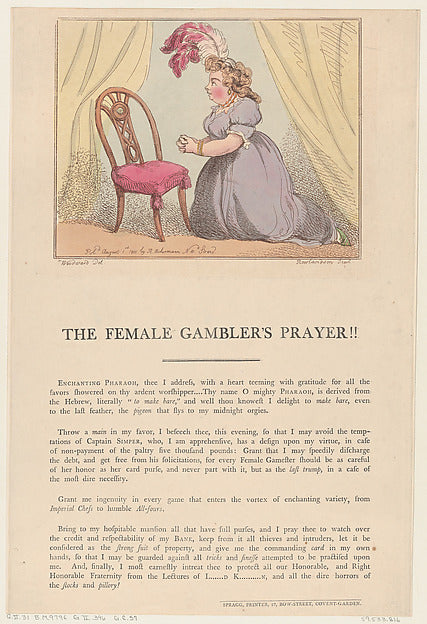 After George Moutard Woodward:The Female Gambler's Prayer!! -16x12"(A3) Poster