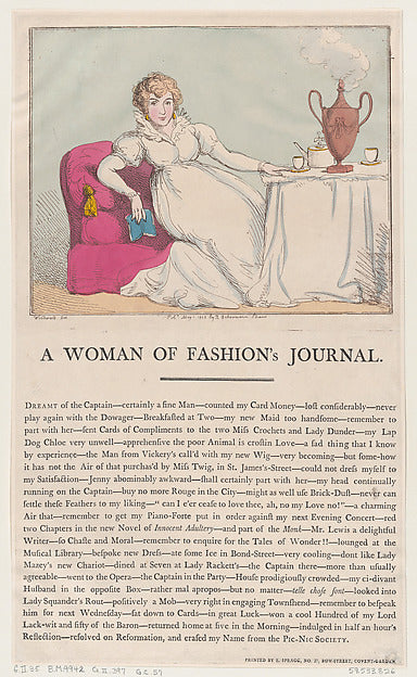 Thomas Rowlandson:A Woman of Fashion's Journal May 1, 1802-16x12"(A3) Poster