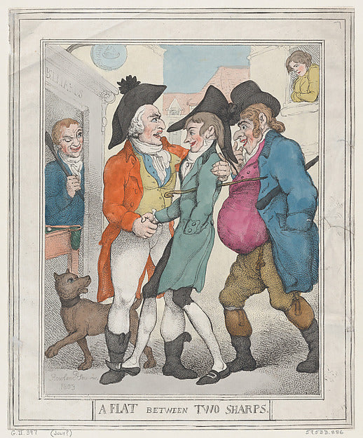 Thomas Rowlandson:A Flat between Two Sharps 1803-16x12"(A3) Poster
