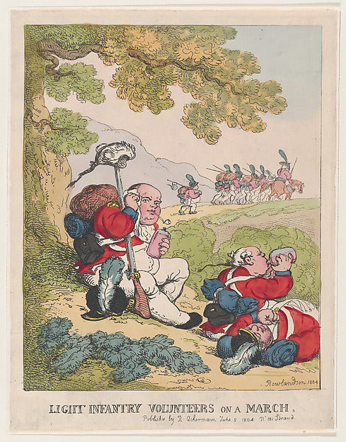 Thomas Rowlandson:Ligit Infantry Volunteers on a March June -16x12"(A3) Poster