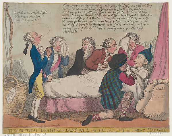 Thomas Rowlandson:The Political Death and Last Will and Test-16x12"(A3) Poster