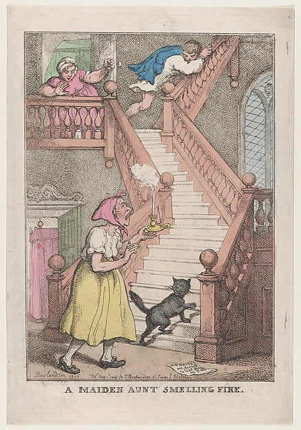 Thomas Rowlandson:A Maiden Aunt Smelling Fire May 4, 1806-16x12"(A3) Poster
