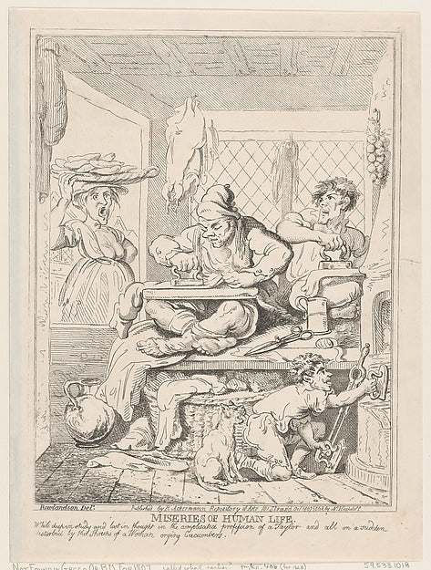 Nicolaus Heideloff , After Thomas Rowlandson:Miseries of Hum-16x12"(A3) Poster