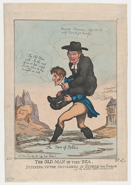 The Old Man of the Sea Sticking to the Shoulders of Sinbad th, Poster Print