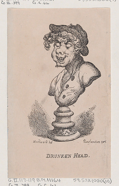 Thomas Rowlandson , After George Moutard Woodward:Drunken He-16x12"(A3) Poster