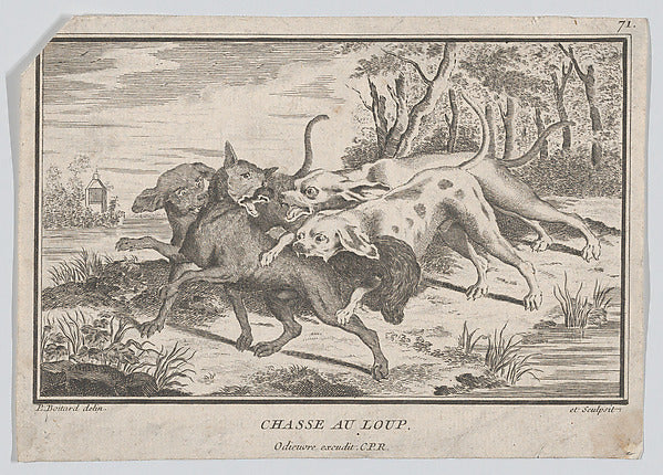 Louis Pierre Boitard:Wolf Hunt 1747–63-16x12"(A3) Poster