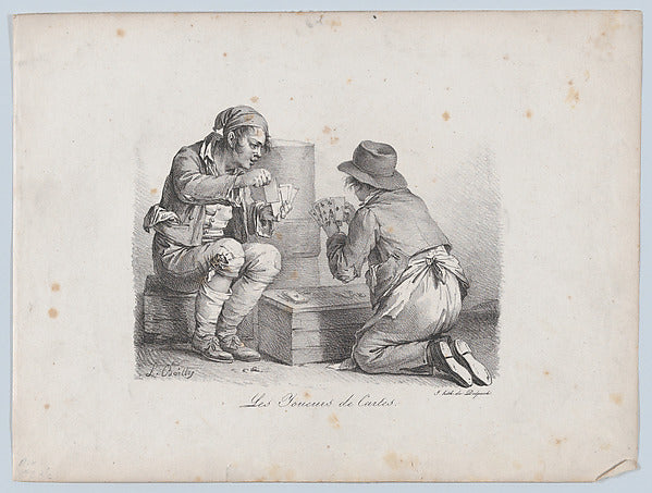 The Card Players 1822-Louis Léopold Boilly ,16x12"(A3)Poster