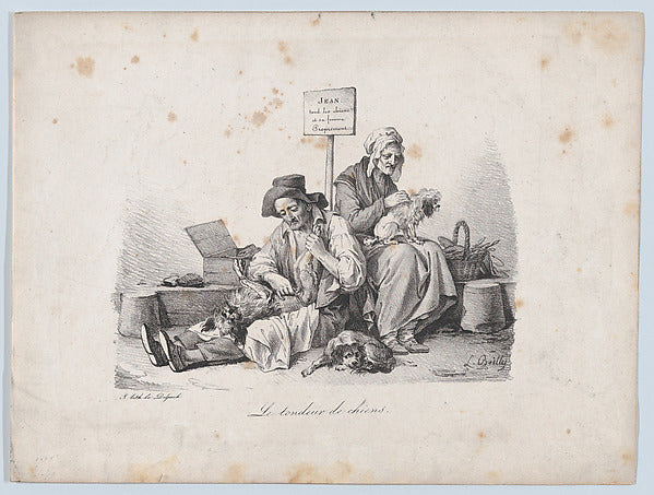 The Dog Shearer 1822-Louis Léopold Boilly , Poster Print Wall Art
