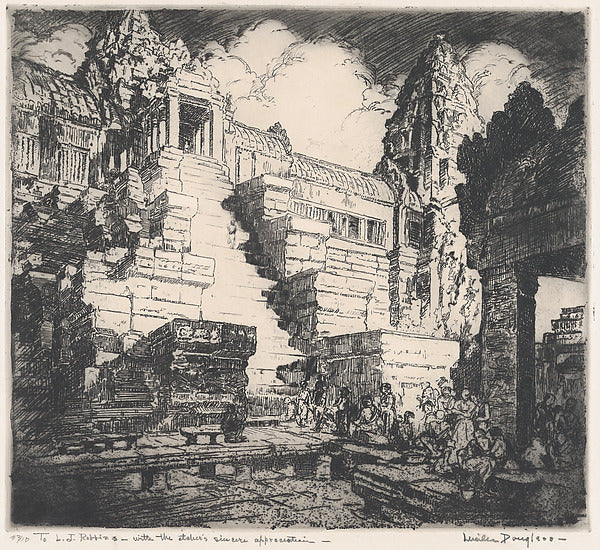 Grand Stairway – Angkor Wat c1927-Lucille Sinclair Douglass, Poster Print Wall Art