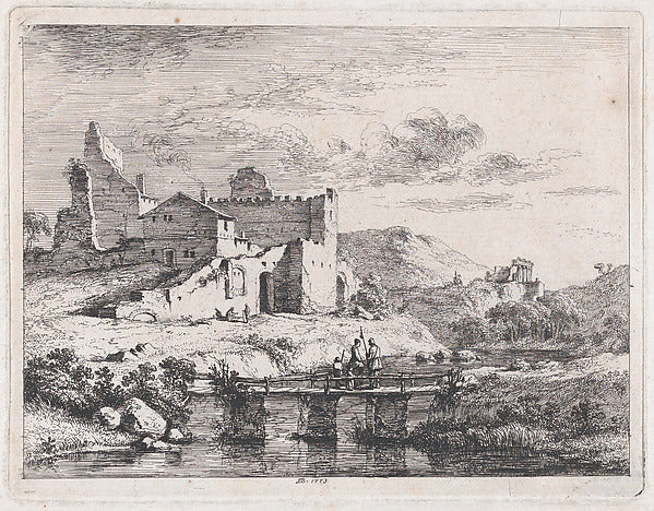 Small Bridge on Three Piers 1773-Jean Jacques de Boissieu,16x12"(A3) Poster