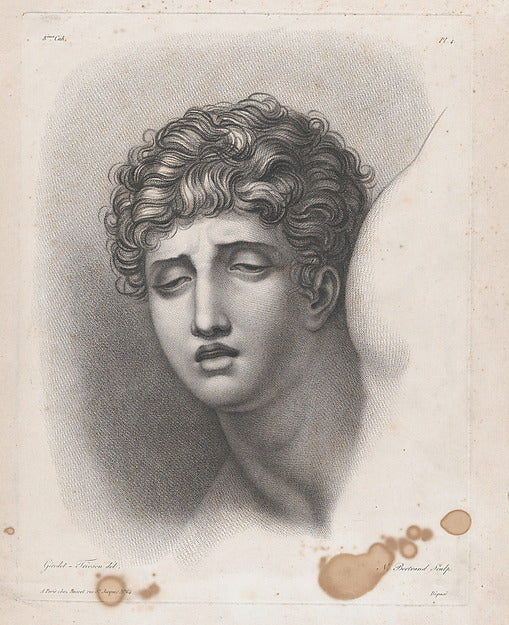 Head of Young Man 1826-After Anne Louis Girodet-Trioson, Noël ,16x12"(A3)Poster