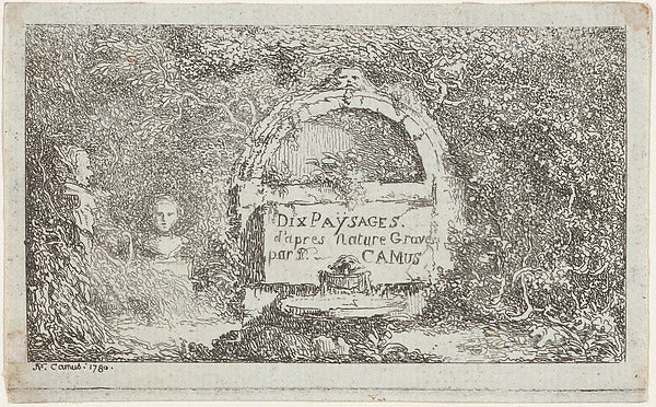 Pierre Nicholas Camus:Title page for "Ten Landscapes" 1780-16x12"(A3) Poster