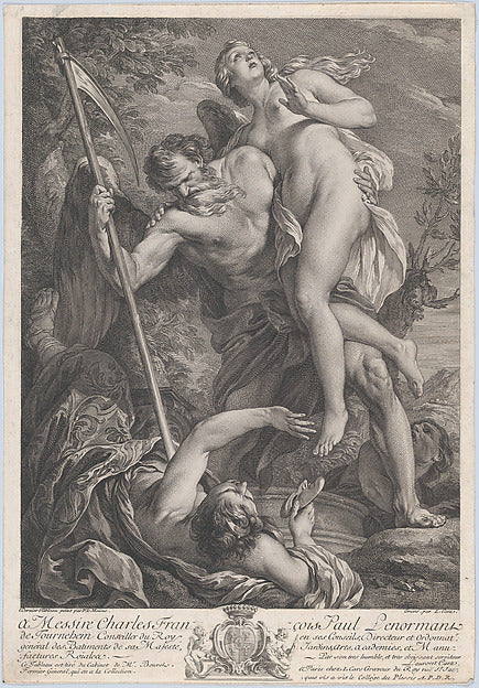 Laurent Cars ,After François Le Moyne:Time Carrying Truth 17-16x12"(A3) Poster