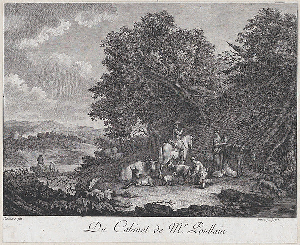After Francesco Casanova:Man on Horseback Speaks to Two Shep-16x12"(A3) Poster