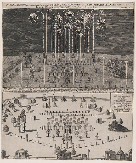 Fireworks on the Schiessplatz Nuremberg June 22 1665 after, Poster Print Wall Art