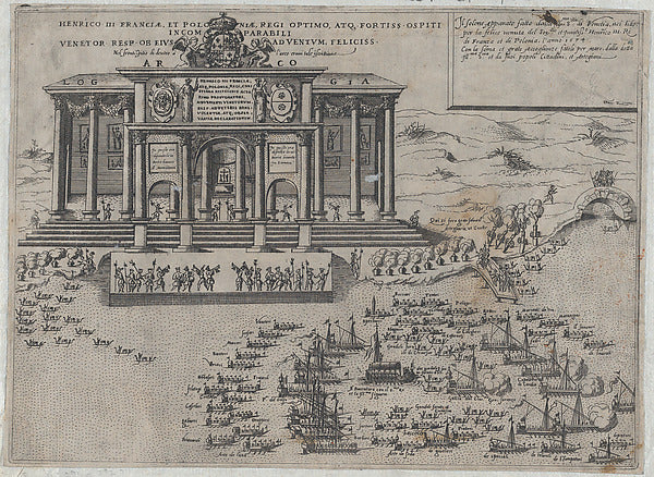 Domenico Zenoi:Entry of Henri III King of France and Poland -16x12"(A3) Poster