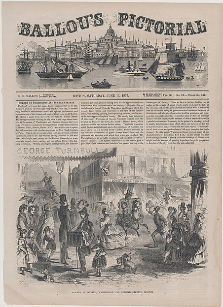 Corner of Winter Washington and Summer Streets Boston June ,16x12"(A3)Poster